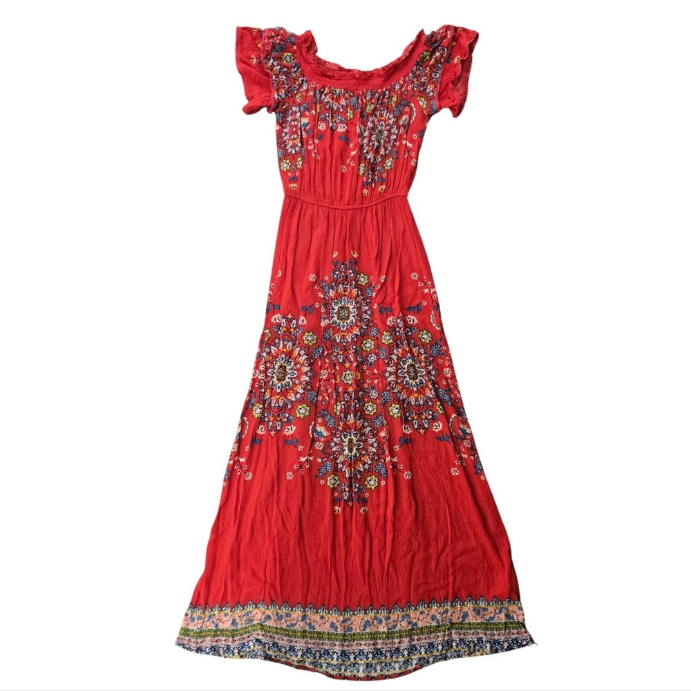 Wonderly Vibrant Floral Maxi Dress, On / Off Shoulder, Sz M